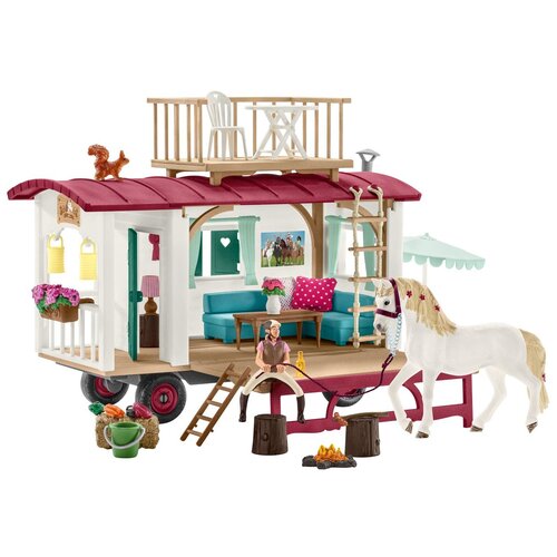 Игровой набор Schleich Horse Club Фургон для тайных собраний членов клуба 42415 белый/розовый