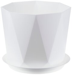 Кашпо / горшок для цветов D220 мм 4,7л призма с поддоном IDEA, Белый