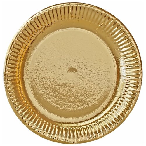 фото Bibo тарелка одноразовая бумажная, 23 см, 10 шт., золотистый