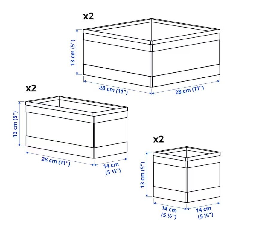 Набор коробок для хранения Икеа Скубб Skubb, 6 шт., темно-серый - фотография № 3