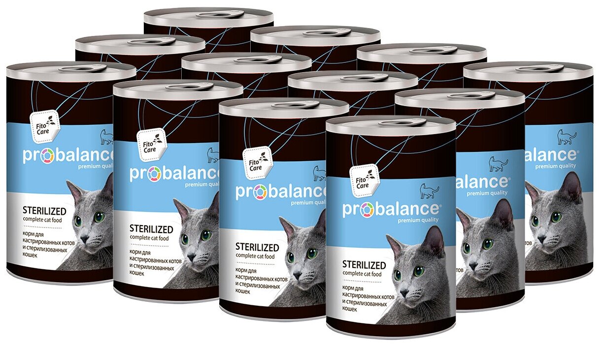 Влажный корм для стерилизованных кошек ProBalance Sterilized консервированный (банка) 12 шт. х 415 г (кусочки в соусе) - фотография № 3