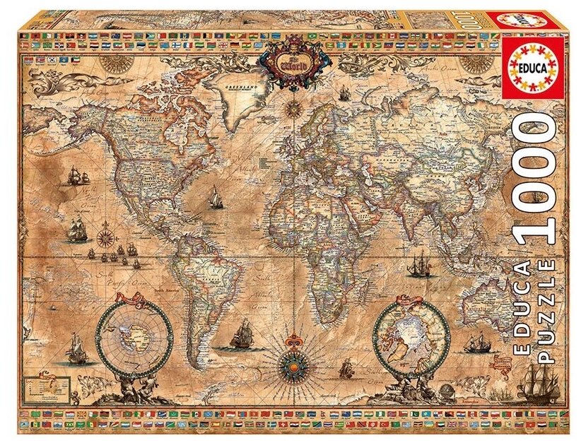 Пазлы 1000 дет. Античная карта мира 15159, (Educa Borras)