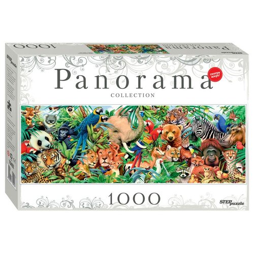 Пазл Step puzzle Panorama Мир животных (79402), 1000 дет., 27х40х6 см, разноцветный