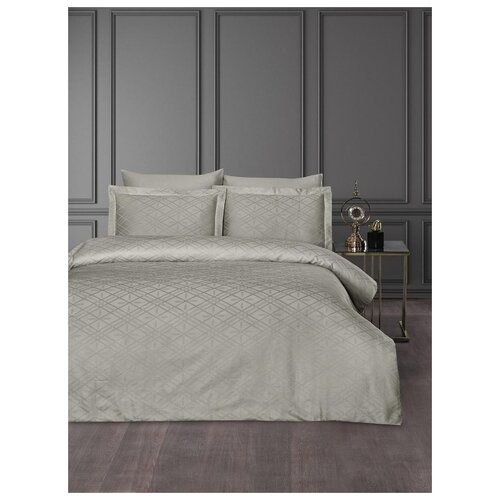 фото Постельное белье бамбук "karna"; "kalde" ; капучино; размер евро