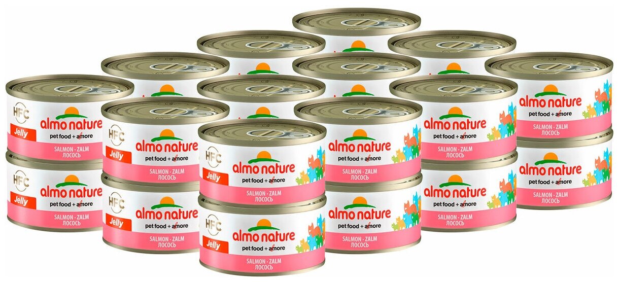 Almo Nature Консервы для Кошек с Лососем 75% мяса (HFC Adult Cat Salmon) 0,07 кг х 24 шт.