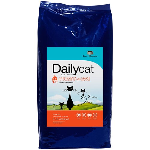 Сухой корм для котят DailyCat для беременных и кормящих кошек, с индейкой, с рисом 400 г