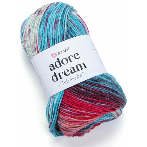 Пряжа Yarnart Adore dream коралл-бирюза-мята (1061), 100%акрил, 280м, 100г, 1шт