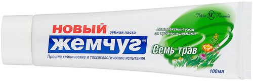 Зубная паста Новый Жемчуг Семь трав, 100 мл, 137 г, зеленый