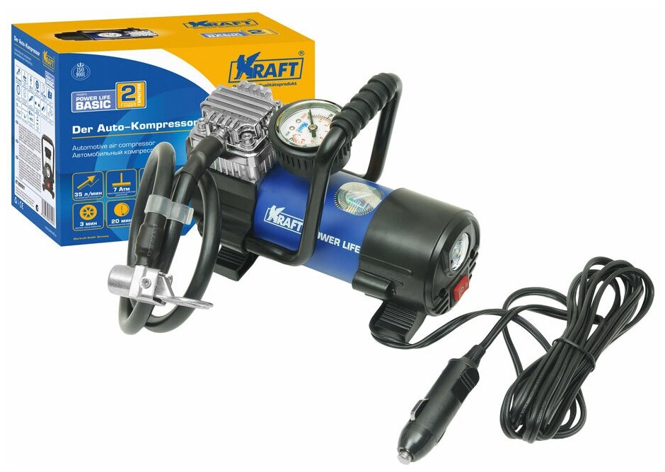 Автомобильный компрессор KRAFT КТ 800027 Power Life BASIC 35 л/мин 7 атм