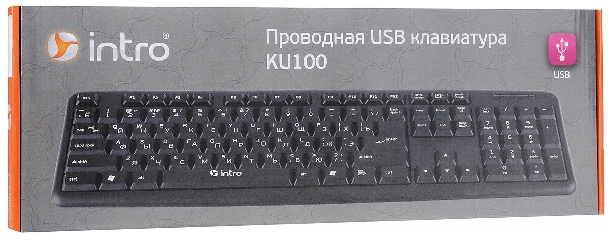 Клавиатура Intro KU100 Black USB