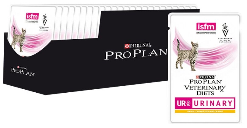 Влажный корм для кошек Purina Pro Plan Veterinary Diets UR St/Ox Urinary, при болезни нижних отделов мочевыводящих путей, с курицей, 24 шт. х 85 г