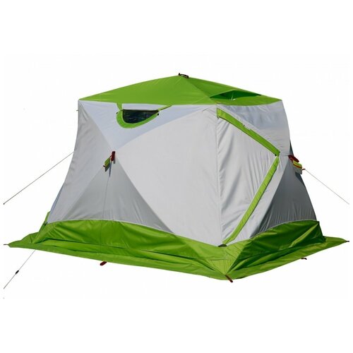 Палатка четырёхместная ЛОТОС Куб 4 Компакт (лонг), белый/зеленый зимняя палатка лотос куб 3 компакт эко
