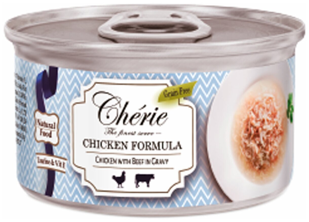 Влажный корм для кошек Pettric Cherie CHICKEN FORMULA, курица с говядиной, 80 г х 24 шт - фотография № 2