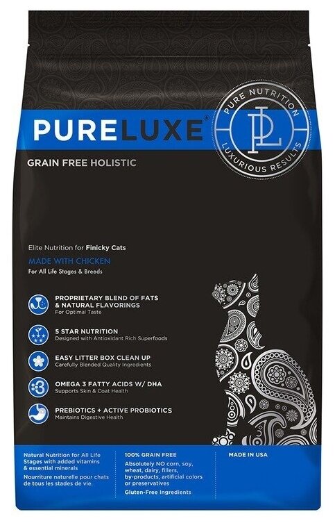 PureLuxe корм для привередливых кошек с курицей 1,5 кг