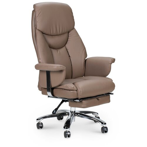 фото Кресло norden парламент, (grey-brown) сталь + хром, серо коричневый экокожа, премиальная (h-2021-35-54) norden chairs