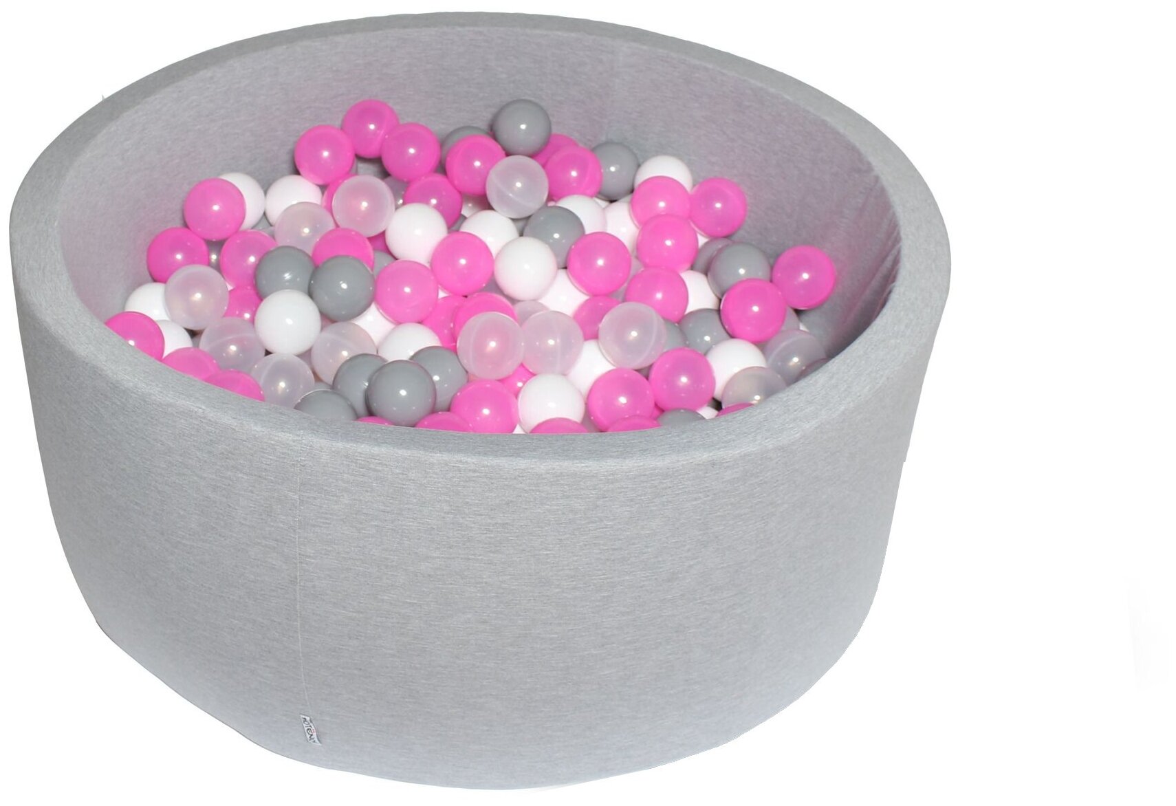 Сухой игровой бассейн “Розовый праздник” серый выс. 40см с 200 шарами в комплекте: серый, бел, прозр., розов.