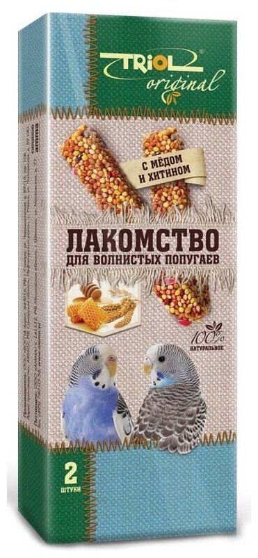 Лакомство для птиц Triol Original с мёдом и хитином , 50 г , 2 шт. в уп.