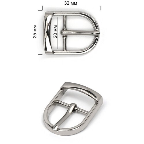 Пряжка металлическая TBY.165188 32х25мм, внутр. размер 20мм цв. никель уп. 5шт