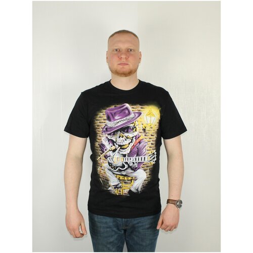 фото Футболка мужская с принтом черная, размер 52 вашафутболка