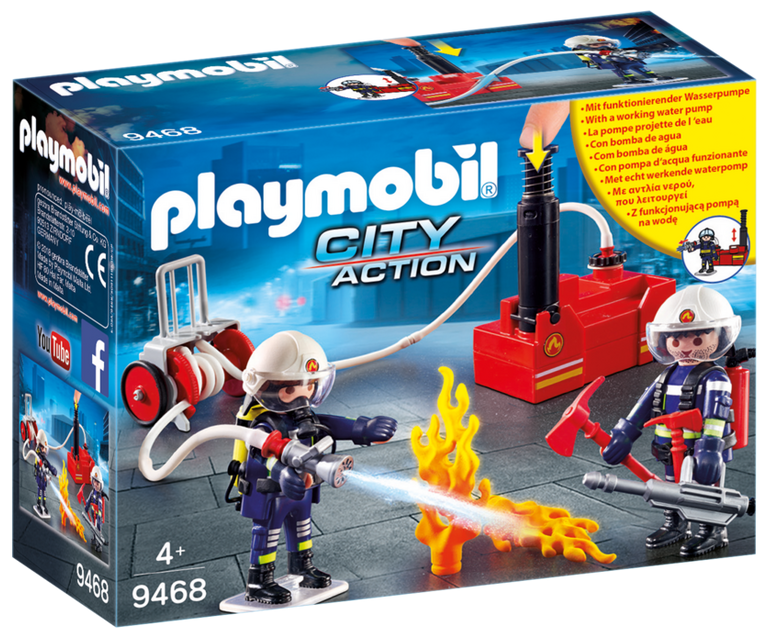 Набор с элементами конструктора Playmobil City Action 9468 Пожарная служба: Пожарные с водяным насосом, 15 дет.