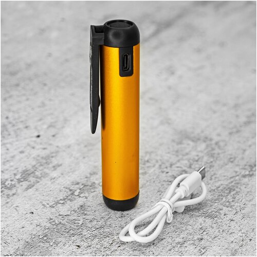 Мощный ручной портативный фонарь YYC-0826 / Походный, компактный / С зарядкой micro USB, магнитом и клипсой / COB+SMD, желтый