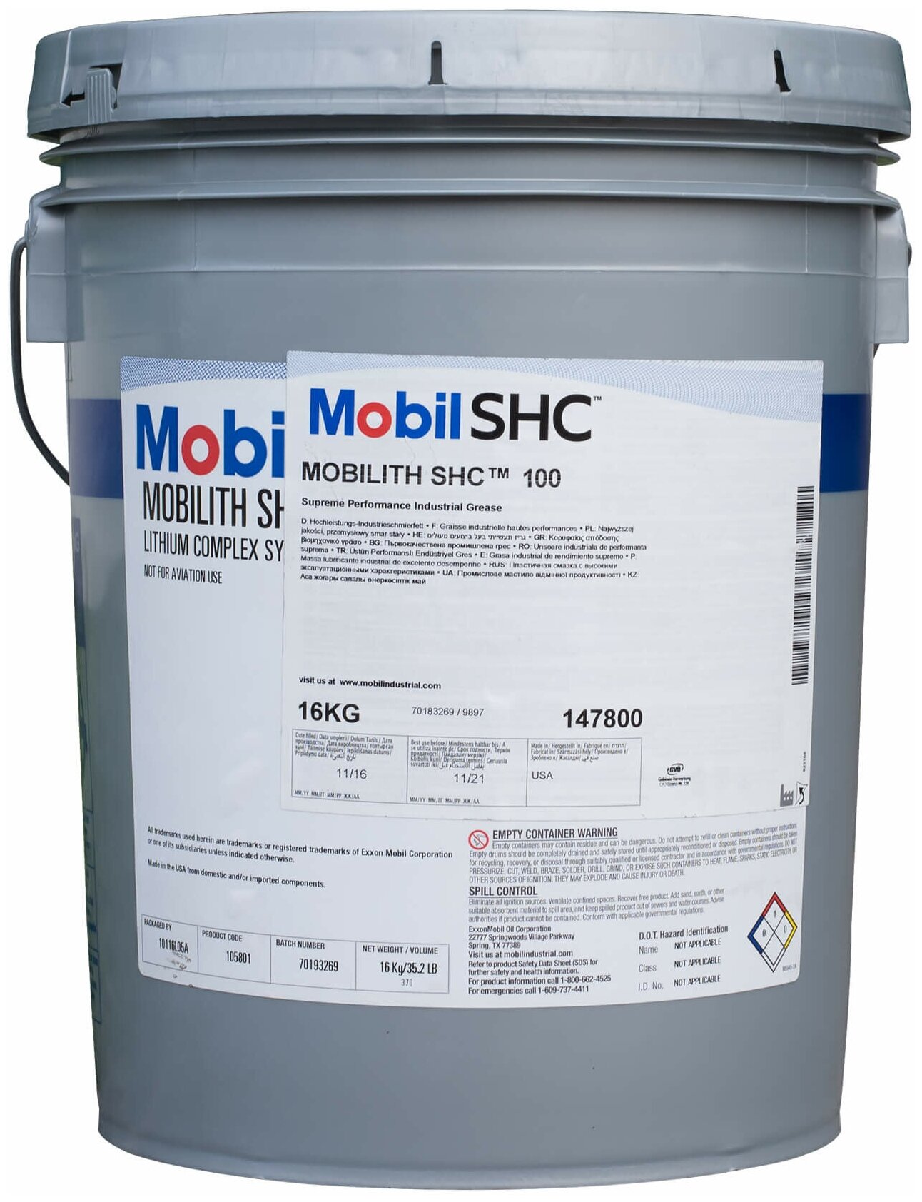 Mobil1 MOBIL Смазка MOBIL Mobilith SHC 100 пластичная 16 кг