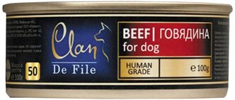 Влажный корм для собак CLAN De File, беззерновой, говядина 100 г