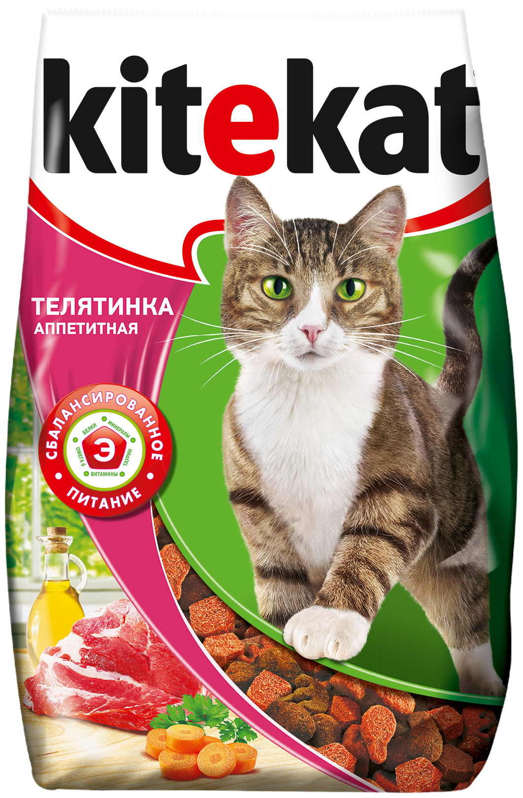 Корм сухой для кошек "Kitekat", телятинка аппетитная, 1,9кг. х 4шт. - фотография № 3