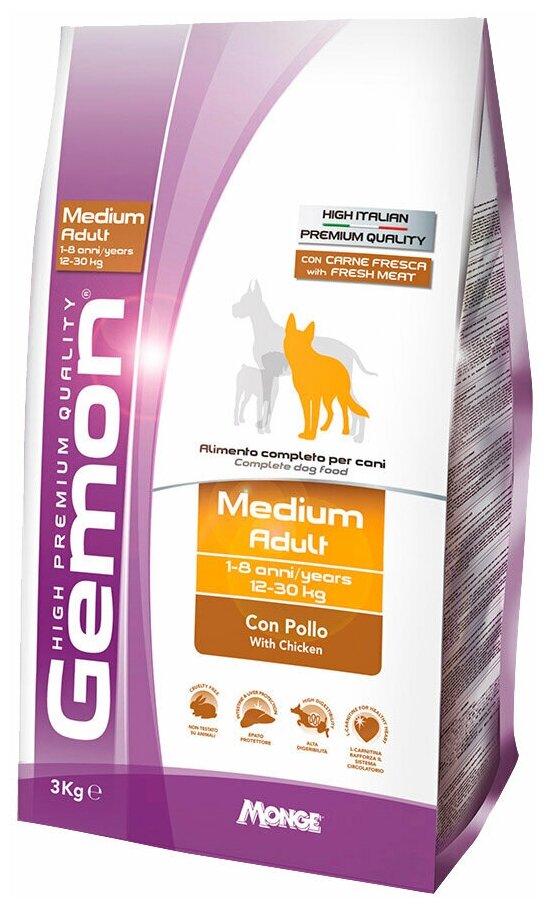 Gemon Dog Medium корм для взрослых собак средних пород с курицей 3кг