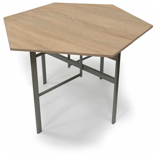 Модульный шестигранный стол-книжка «Эрли», дуб сонома, серебристый