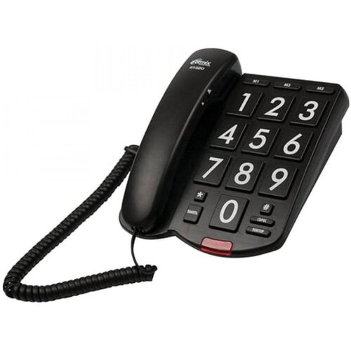 Телефон RITMIX RT-520 black, быстрый набор 3 номеров, световая индикация звонка, крупные кнопки