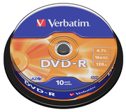 Диск DVD-R Verbatim 4.7 Gb, 16x, Cake Box (10), (10/200)