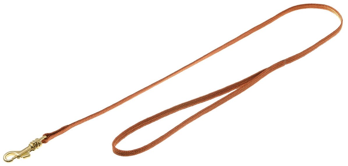 Поводок с золотым карабином (лента-чулок) 5 мм*70 см (Светло-коричневый)