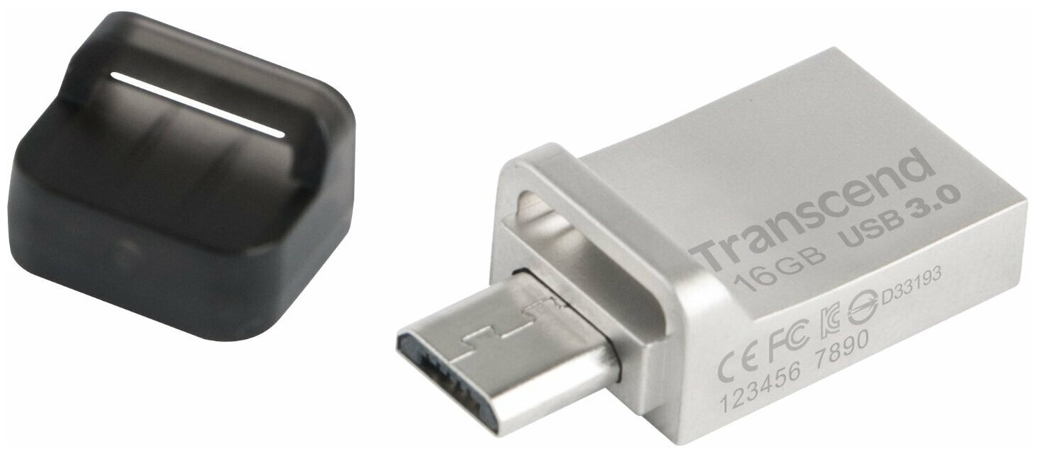 USB Накопитель Transcend 16GB, JF880, OTG, USB3.0, Silver