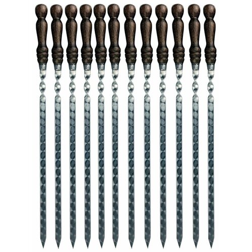 Шампура 750мм 12 штук профессиональные из нержавеющей стали AISI и с деревянной ручкой из бука 2159₽