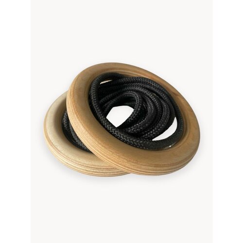 Кольца гимнастические деревянные детские на канатах