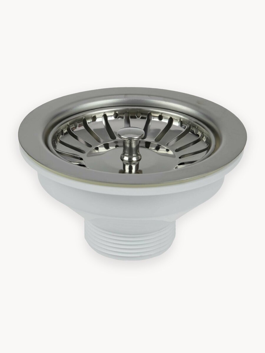 Выпуск для мойки Wirquin D90 мм из нержавеющей стали D114 мм с пробкой фильтром