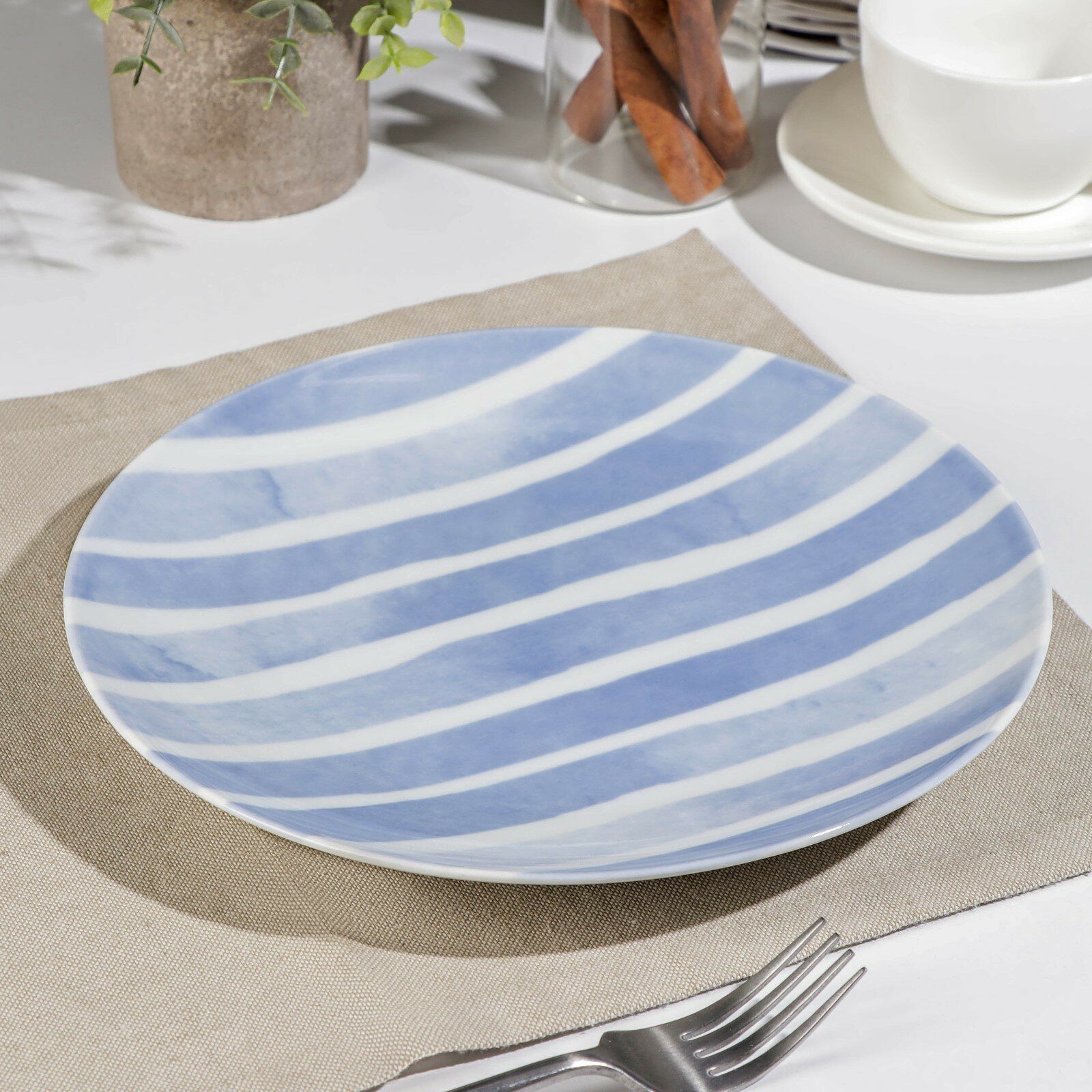 Набор посуды столовой на 6 персон, 18 предметов "Океан", сервиз обеденный фарфоровый