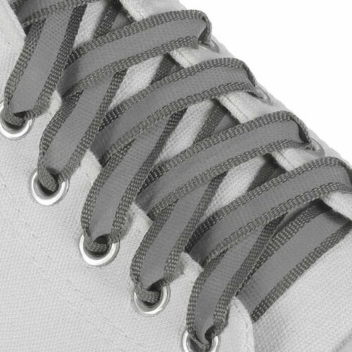 Шнурки для обуви, пара, плоские, со светоотражающей полосой, 10 мм, 100 см, цвет серый