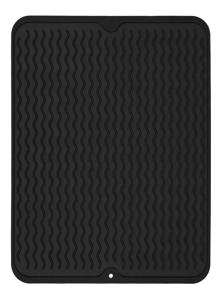 Силиконовый кухонный коврик для сушки посуды, поддон, Волна ZDK Homium (черный) - фотография № 16