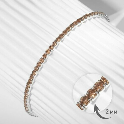 фото Браслет queen fair, стразы, размер 7 см, желтый, серебряный