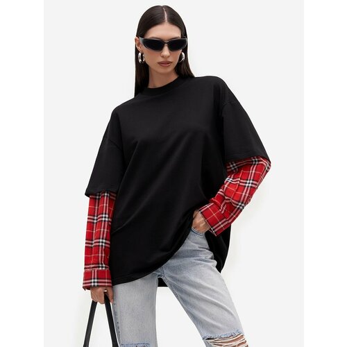 фото Лонгслив toptop, размер 46, черный