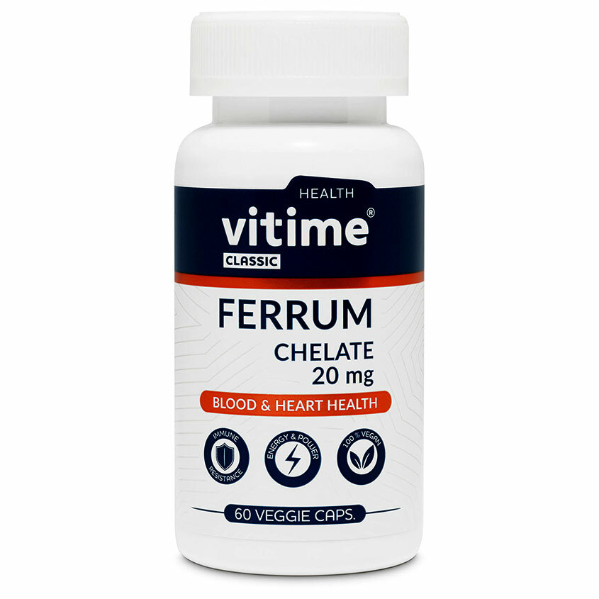 VITime Classic Ferrum chelate/ Витайм классик железо хелатное, 60 веган. капсул