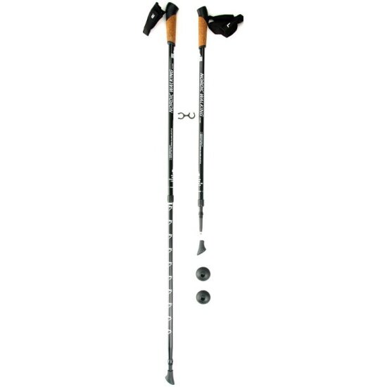 Палки для скандинавской ходьбы телескопические KAISER SPORT  NORDIC WALKING BLACK 90-135 см (SL-2B-2-135)