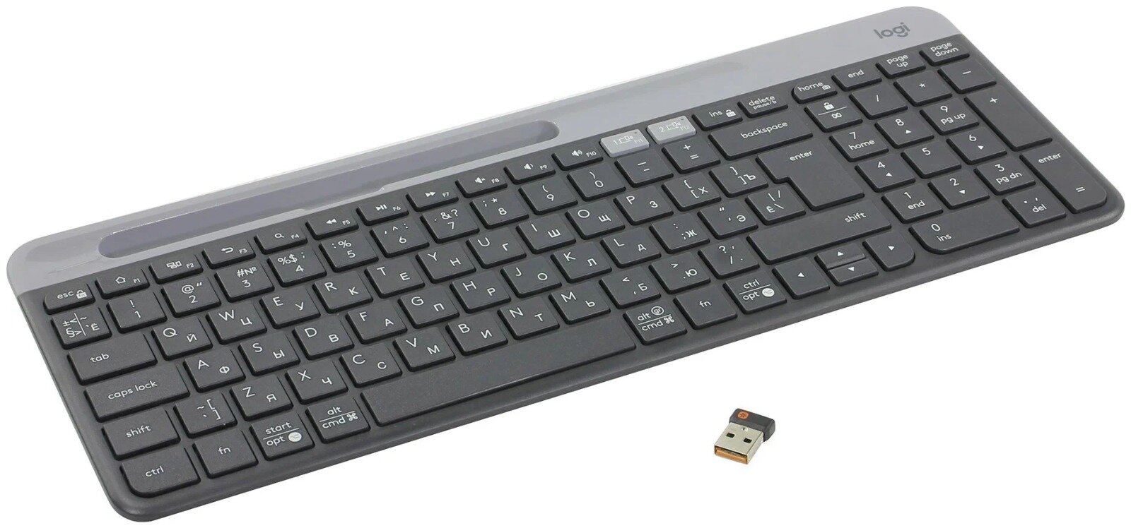 Беспроводная клавиатура Logitech K580 Slim Multi-Device графит, английская/русская