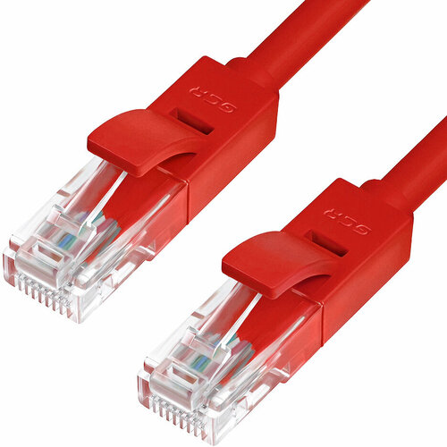 Патч-корд Greenconnect RJ45(m) - RJ45(m) Cat. 5e U/UTP PVC 20м красный gcr патч корд прямой 3 0m utp кат 5e желтый позолоченные контакты 24 awg литой gcr lnc02 3 0m ethernet high speed 1 гбит с rj45 t568b gcr lnc02 3 0m