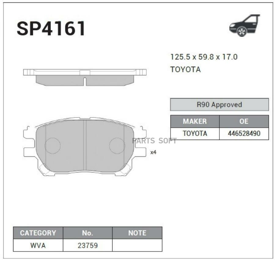 SANGSIN BRAKE Колодки тормозные TOYOTA PREVIA 00- передние