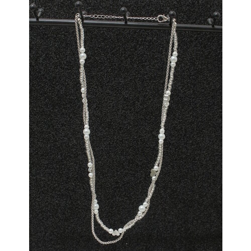 Цепь Fashion jewelry, длина 46 см, белый, серебряный цепь fashion jewelry длина 60 см серебряный