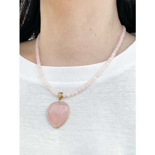 Колье JEWELRY A VENTO, кварц, длина 55 см, розовый/золотистый