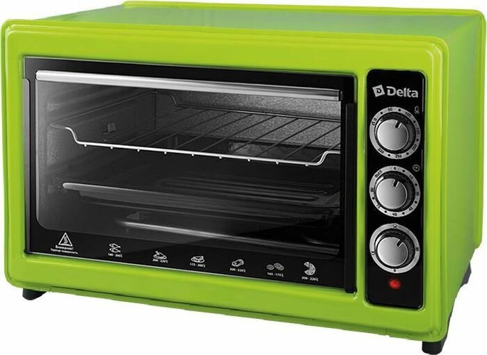 Духовка Delta D-0123 электрическая, объём 37 л, зеленая, 1300 Вт